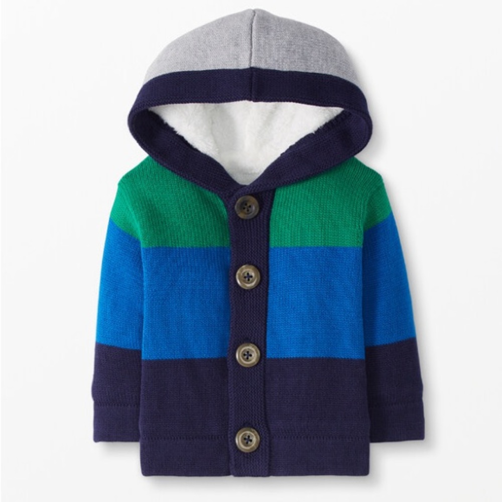 Hanna Andersson Bright Basics Sherpa Sweater Cardigan button